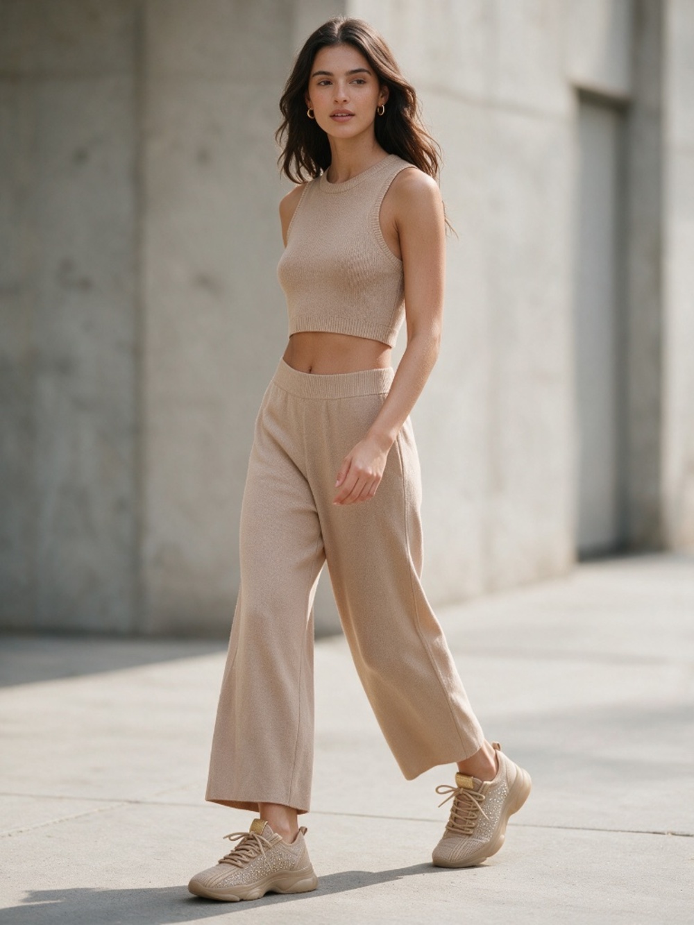 Steve Madden Maxima Rhinestone Knit Chunky Sneakers in the blush